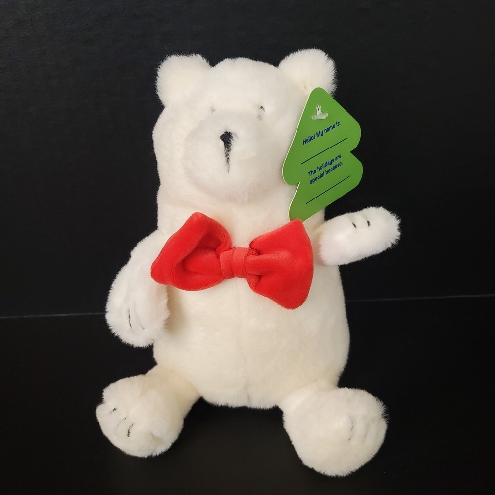Target Giggle‎ Scape White Polar Bear Plush 8" Red Bow Tie NEW